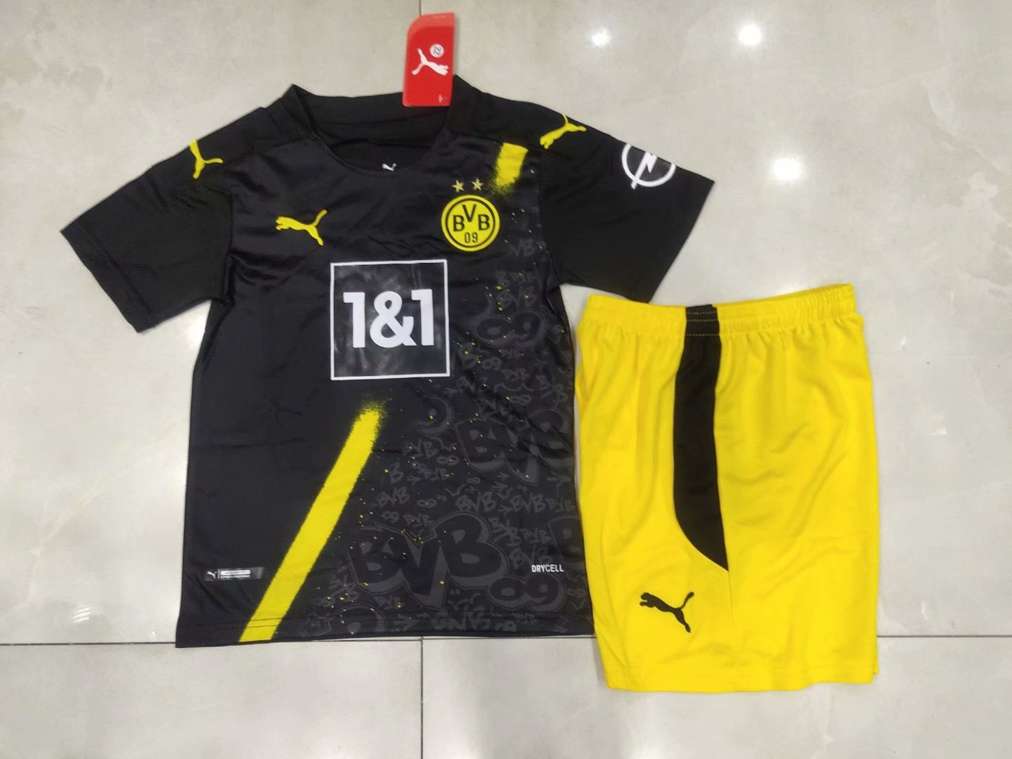No stock 2020-2021 Borussia Dortmund away KIDS kit 