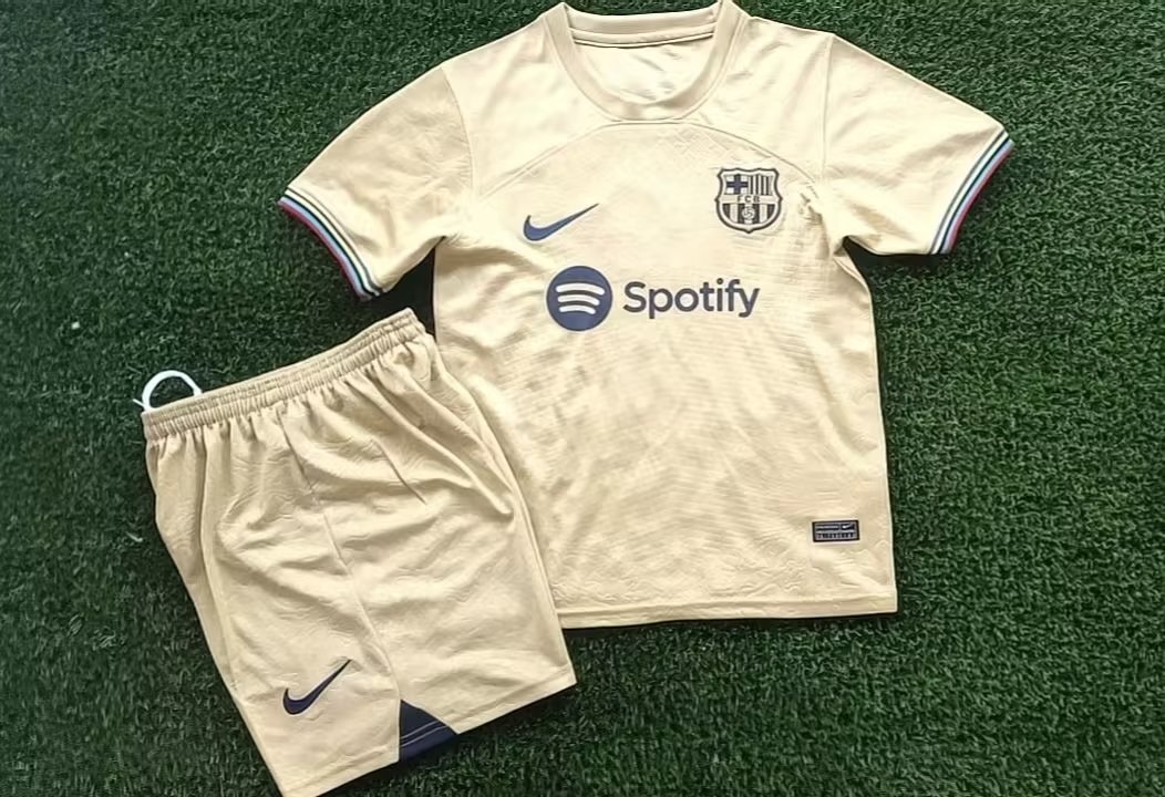 2022-2023 FC Barcelona away kids kit  soccer jersey