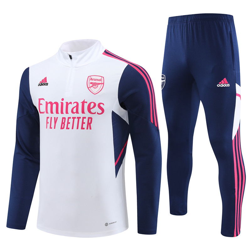 2022-2023 Arsenal White half-pull training suit adult long-sleeved