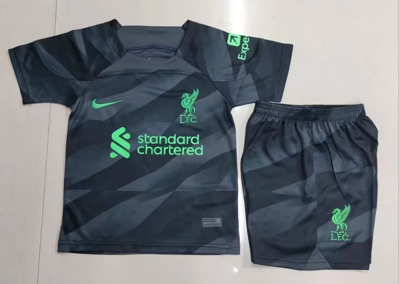 2023-2024 Liverpool goalkeeper kids kit 