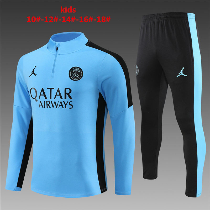 2023-2024  Paris Saint Germain kids   Long Sleeve Half Pull Training Suit Set  psg