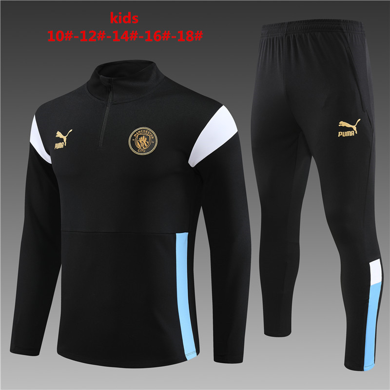 2023-2024  Manchester city   KIDS   Long Sleeve Half Pull Training Suit Set