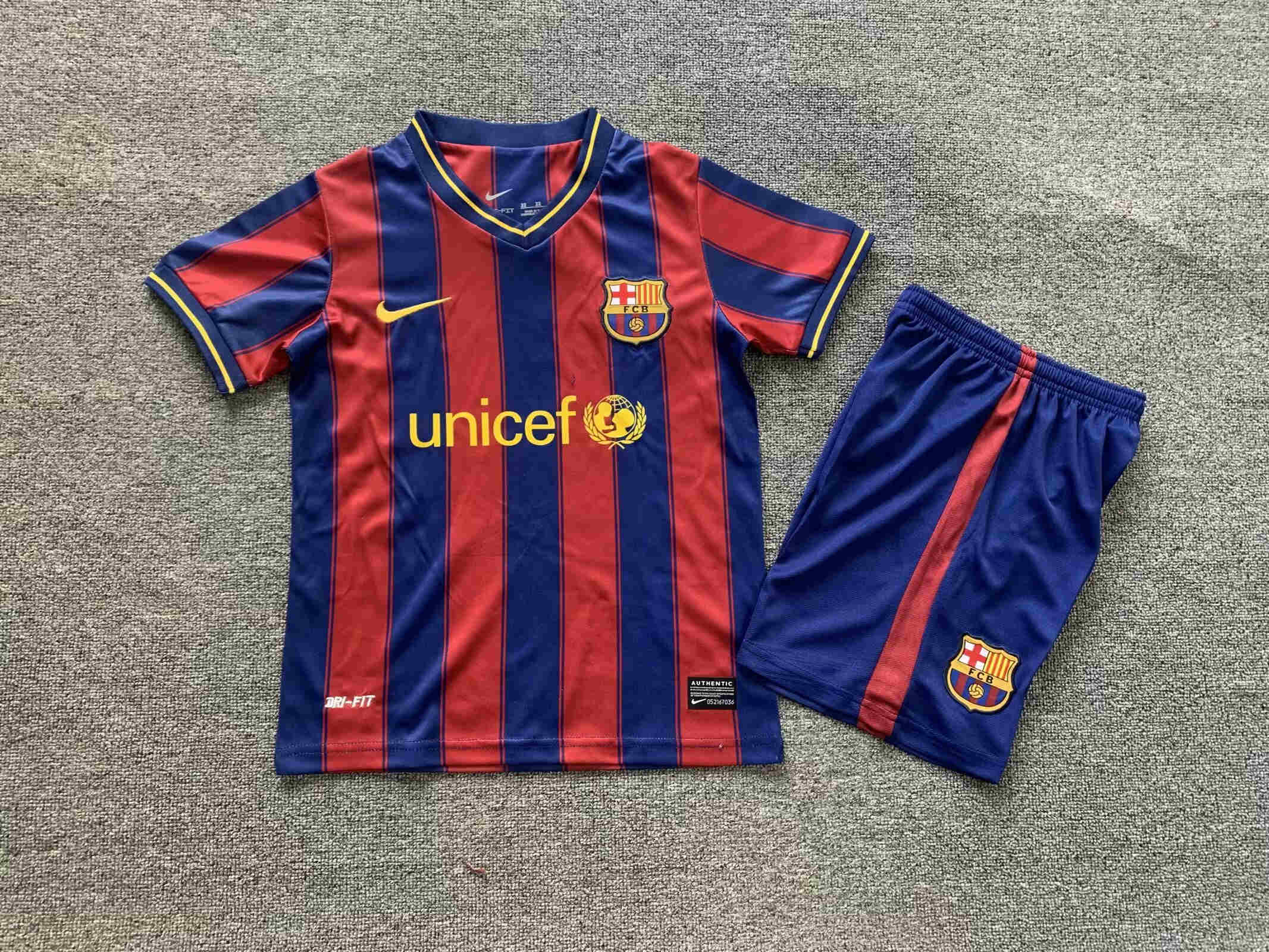 200-2010 FC Barcelona home kids kit  soccer jersey