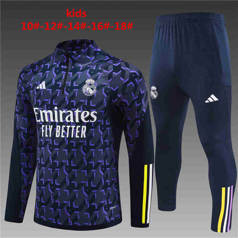 2023-2024 Real Madrid kids kit training suit choker 
