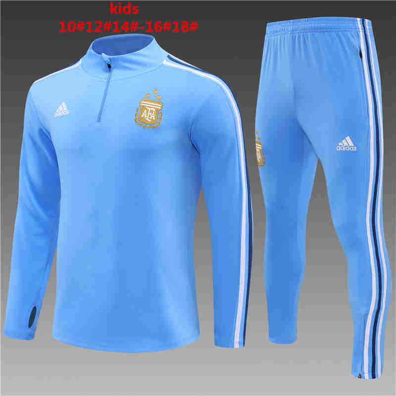 2023-2024 Argentina kids  Long Sleeve Half Pull Training Suit Set