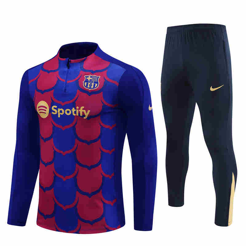 2024-2025 Barcelona Adult Long Sleeve Half Pull Training Suit Set