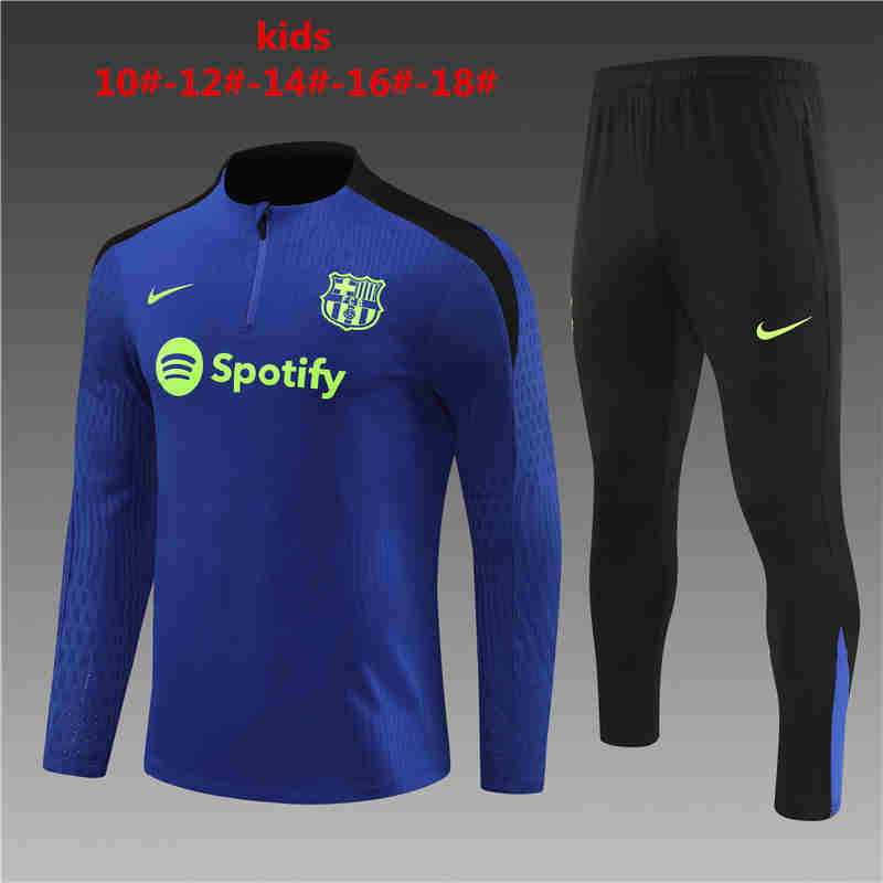 2023-2024  Barcelona KIDS   Long Sleeve Half Pull Training Suit Set