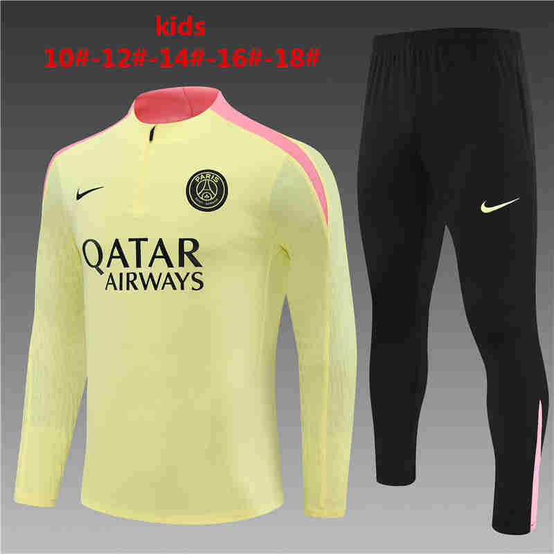 2024-2025  Paris Saint Germain kids   Long Sleeve Half Pull Training Suit Set  psg